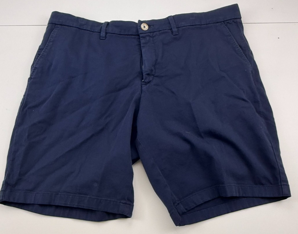 Robert Graham Men's 36 Classic Fit Chino Shorts Navy Blue Cotton Blend Stretch